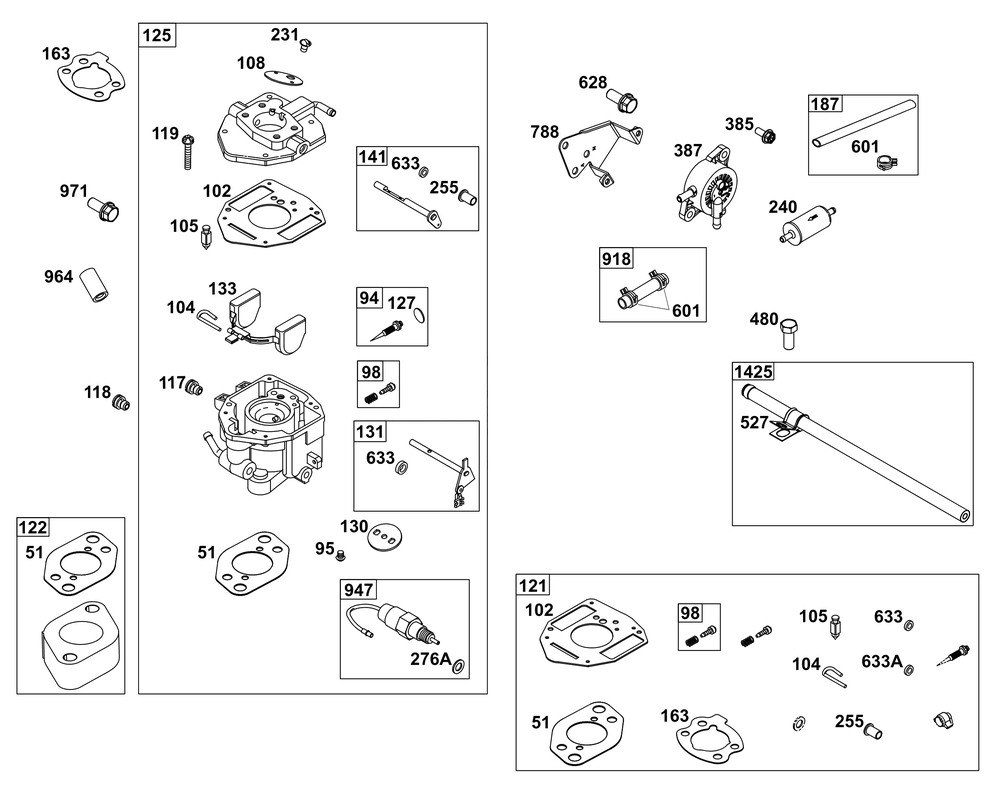 Carburetor And Fuel Supply Group Diagram and Parts List for 305447-0341-G1 200000 - 399999 Briggs and Stratton Engine